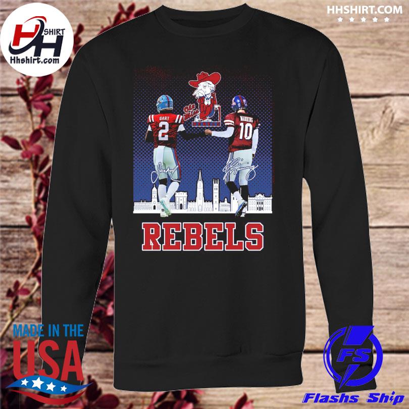 Jaxson Dart and Eli Manning Ole Miss Rebels signatures 2022 shirt, hoodie,  sweater, long sleeve and tank top