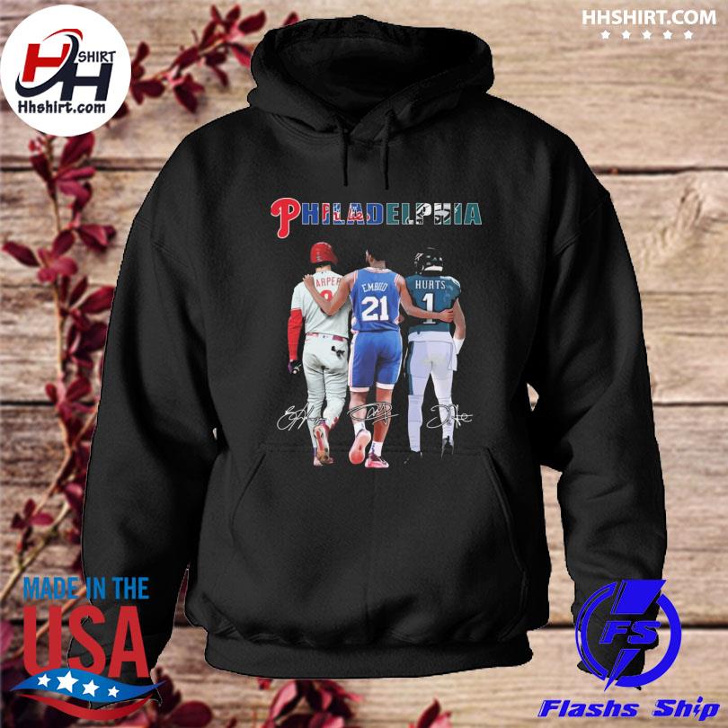 Official 2022 Bryce harper and jalen hurts philadelphia sport teams  signatures t-shirt, hoodie, sweater and long sleeve