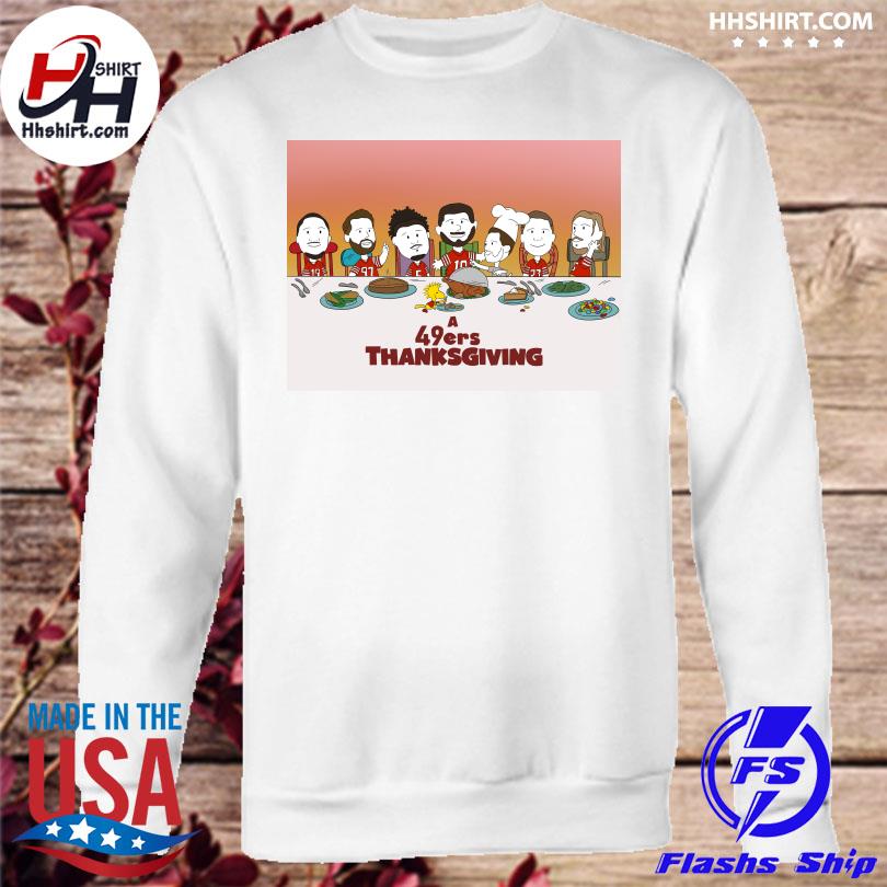 San francisco 49ers thanksgiving cartoon shirt, hoodie, longsleeve