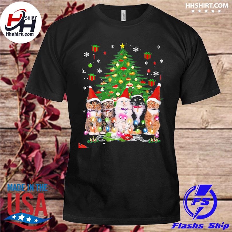 Santa Cats light 2022 Christmas tree sweater