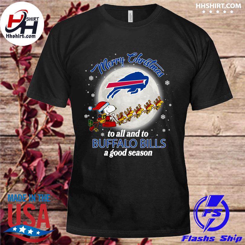 Santa snoopy and woodstock merry Christmas to all and to Buffalo Bills a good season sweater
