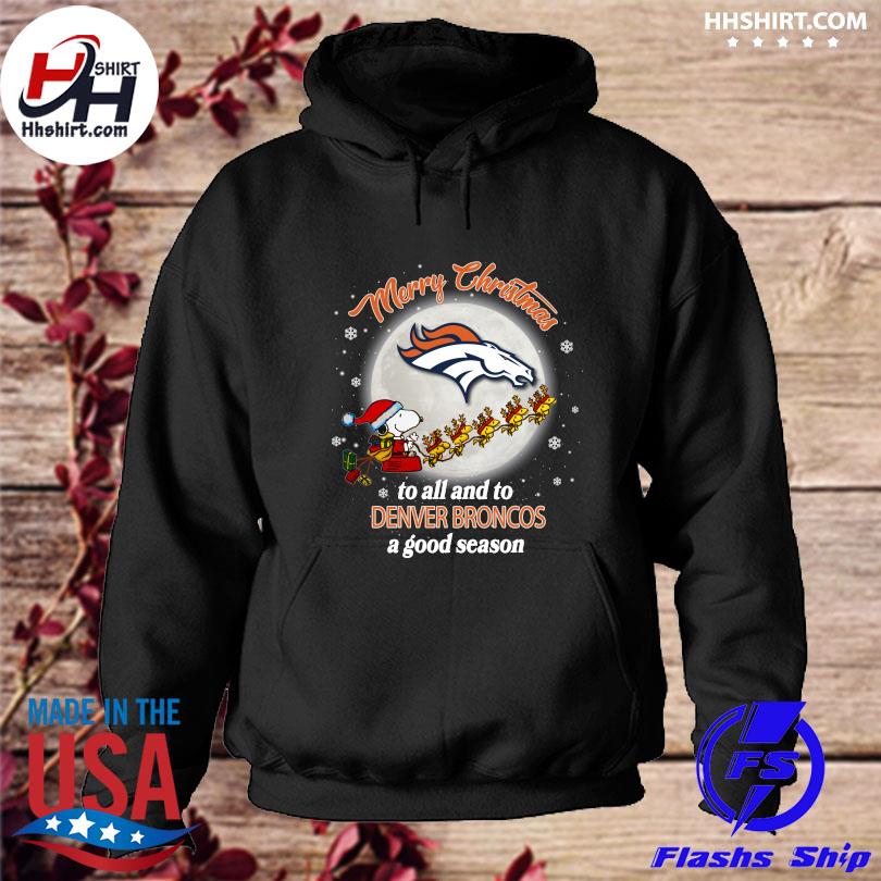 Snoopy and Woodstock Merry Christmas To All And To Denver Broncos T-shirt,  hoodie, sweater, long sleeve and tank top