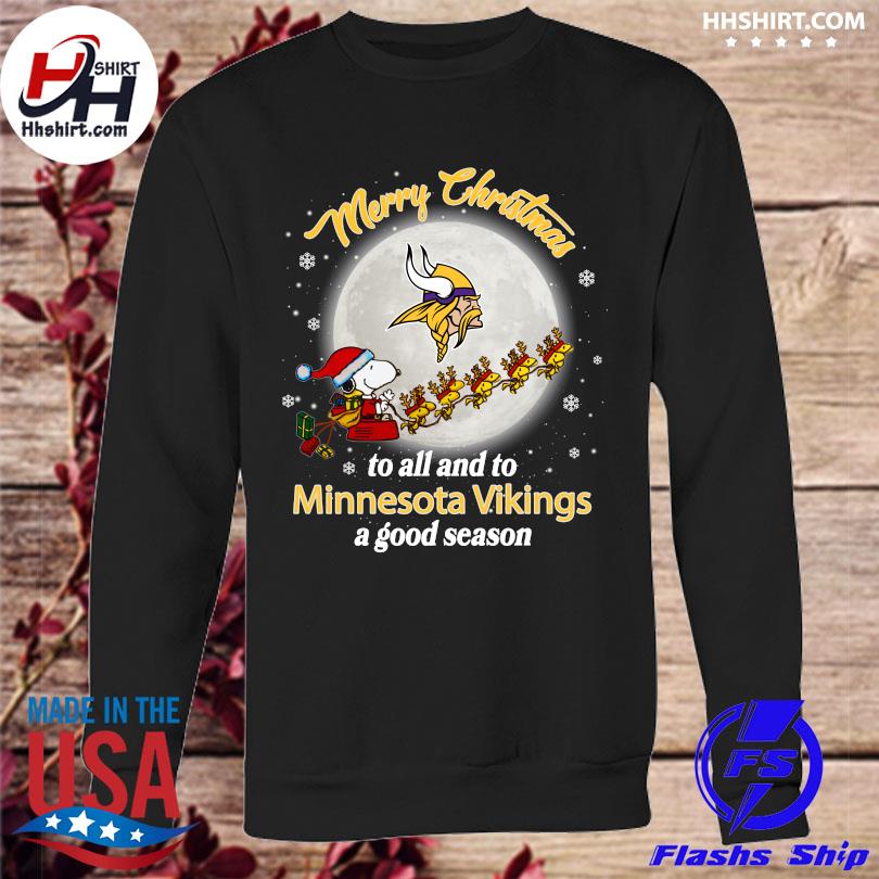 Snoopy and Woodstock Merry Christmas To All And To Minnesota Vikings  T-shirt, hoodie, sweater, long sleeve and tank top