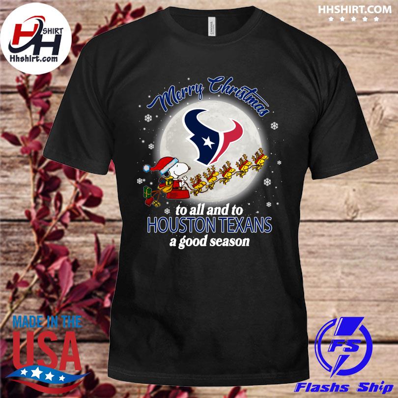 Snoopy and Woodstock Merry Christmas To All And To Houston Texans T-shirt,  hoodie, sweater, long sleeve and tank top