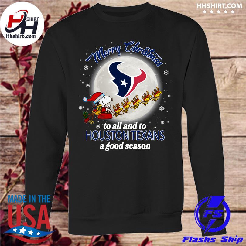 Snoopy and Woodstock Merry Christmas To All And To Houston Texans T-shirt,  hoodie, sweater, long sleeve and tank top