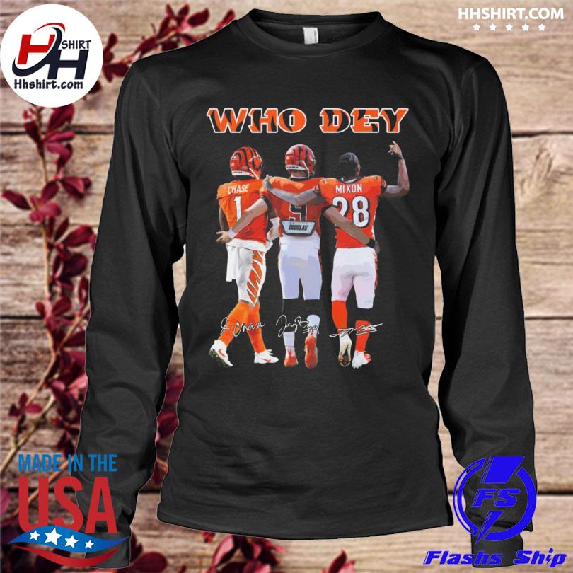 Cincinnati Bengals Who Dey Chase Burrow Mixon Signatures Unisex