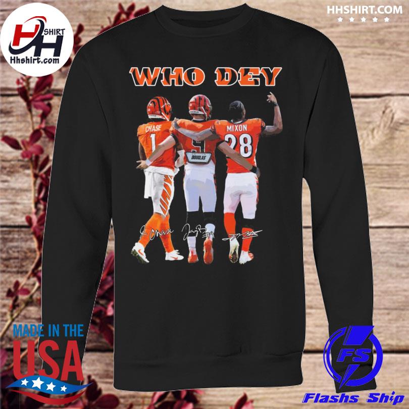 Cincinnati Bengals Who Dey Chase Burrow Mixon Signatures Unisex Shirt