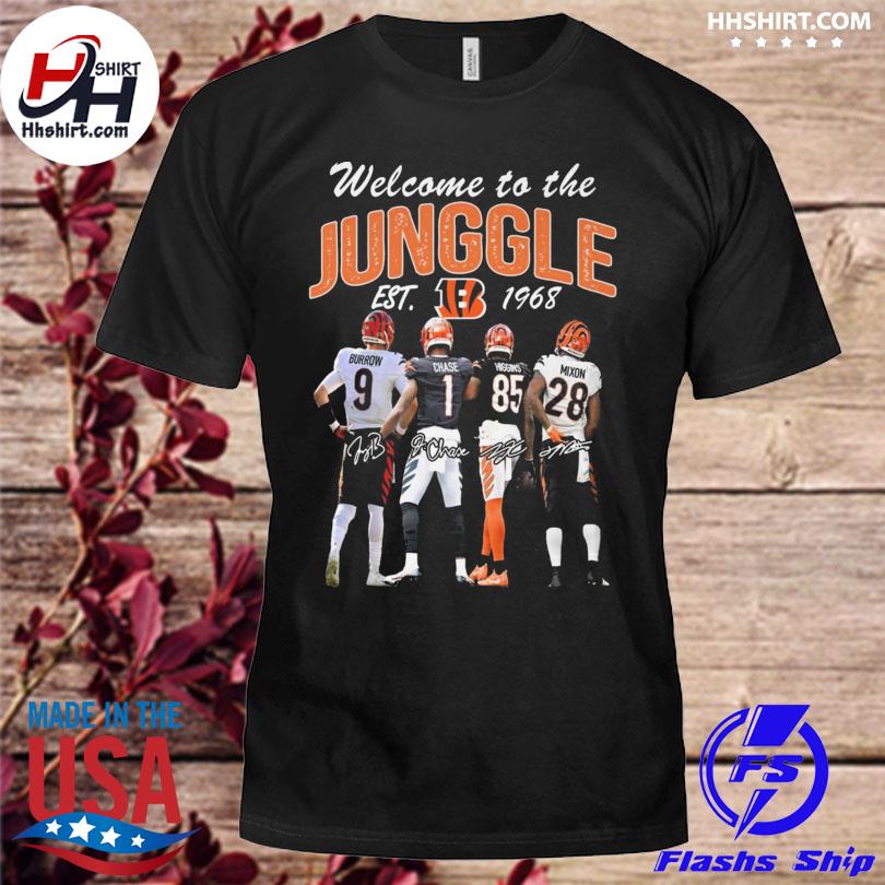 Cincinnati Bengals welcome to the jungle est 1968 signatures shirt, hoodie,  longsleeve tee, sweater