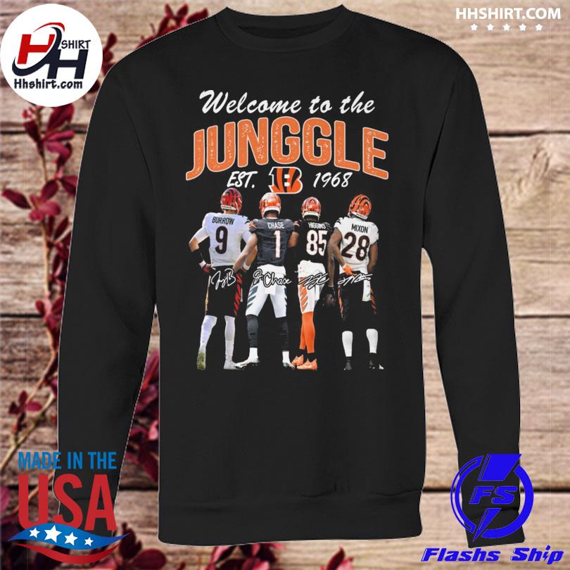 Cincinnati Bengals welcome to the jungle est 1968 signatures shirt