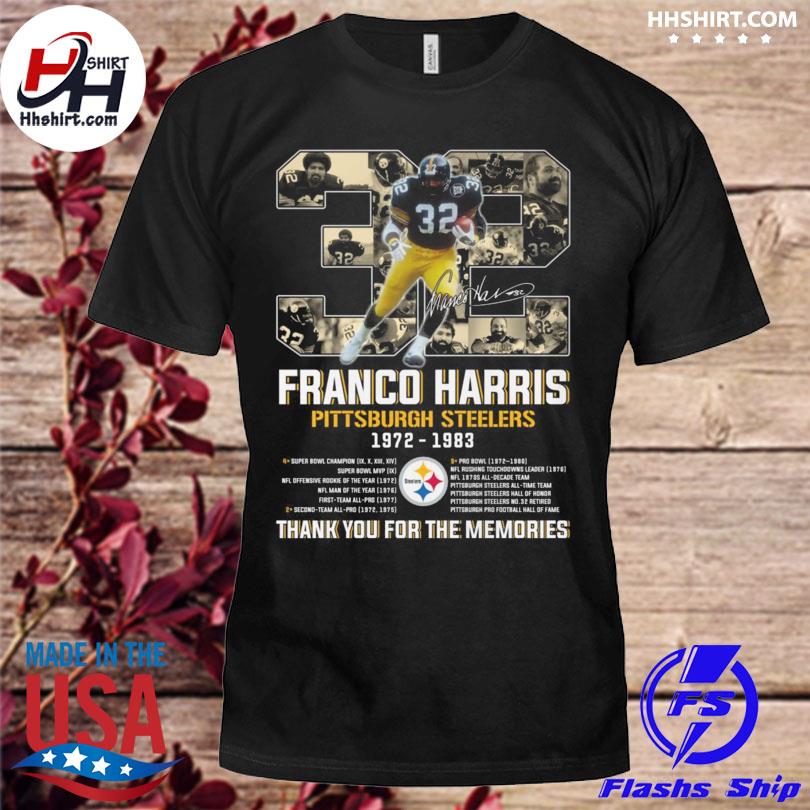 32 franco Harris Pittsburgh Steelers 1972-1983 thank you for the memories  shirt, hoodie, sweater, long sleeve and tank top