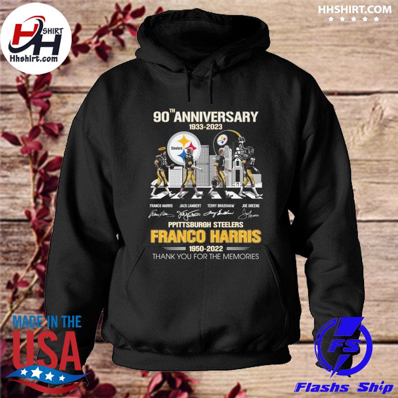 Pittsburgh Steelers abbey road 90th anniversary 1933-2023 Franco Harris  1950-2022 with signatures thank you for the memories shirt, hoodie,  sweater, long sleeve and tank top