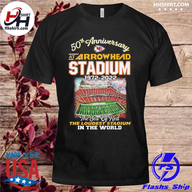 Kansas city Chiefs 50th anniversary at arrowhead stadium 1972 2022 the sea  of red shirt, hoodie, longsleeve tee, sweater