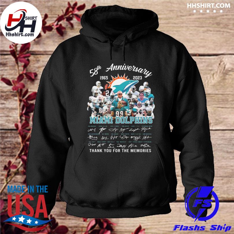 Miami Dolphins 58th Anniversary 1965-2023 Thank You For The Memories  Signatures Shirt, hoodie, sweater, long sleeve and tank top