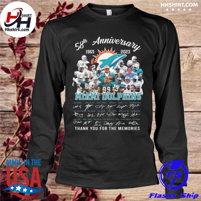 Miami Dolphins 58th Anniversary 1965-2023 Thank You For The Memories  Signatures Shirt, hoodie, sweater, long sleeve and tank top