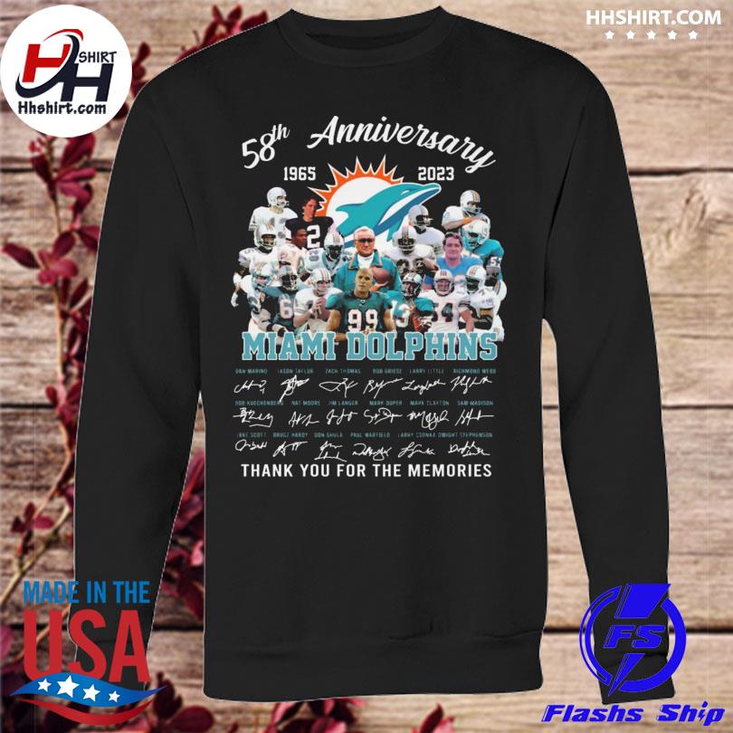 Miami Dolphins 58th Anniversary 1965-2023 Thank You For The Memories  Signatures Shirt, hoodie, sweater, long sleeve and tank top