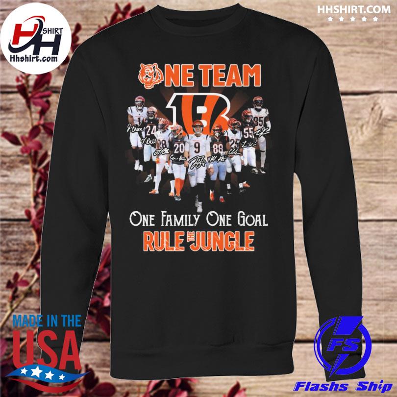 Cincinnati Bengals One Team One Family One Goal Rule The Jungle Signatures  shirt, hoodie, sweater, long sleeve and tank top