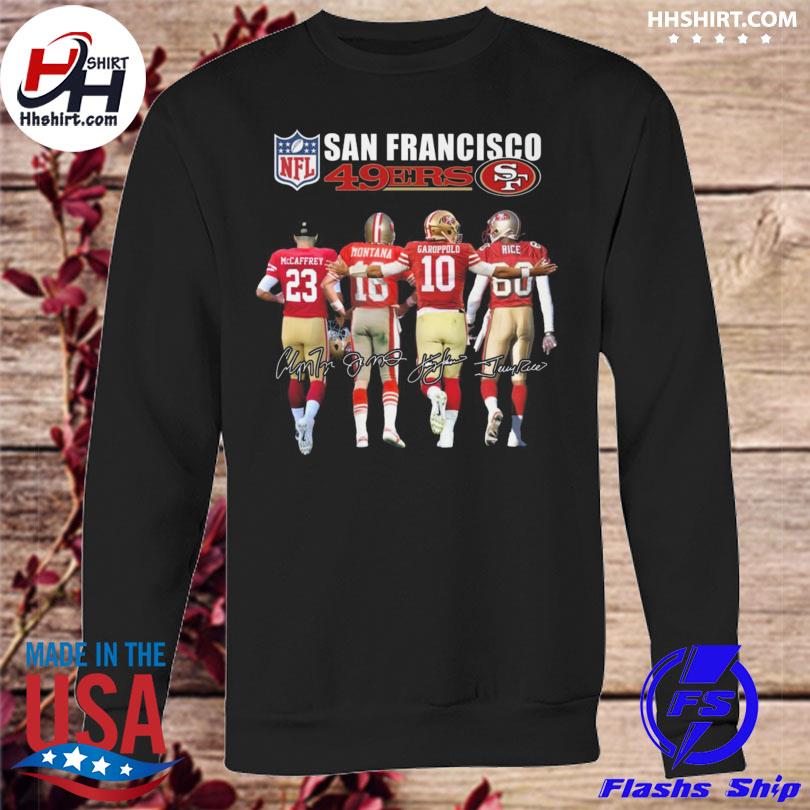 San Francisco 49ers 2023 NFL west champions Mccaffrey Montana signatures  shirt, hoodie, sweater, long sleeve and tank top