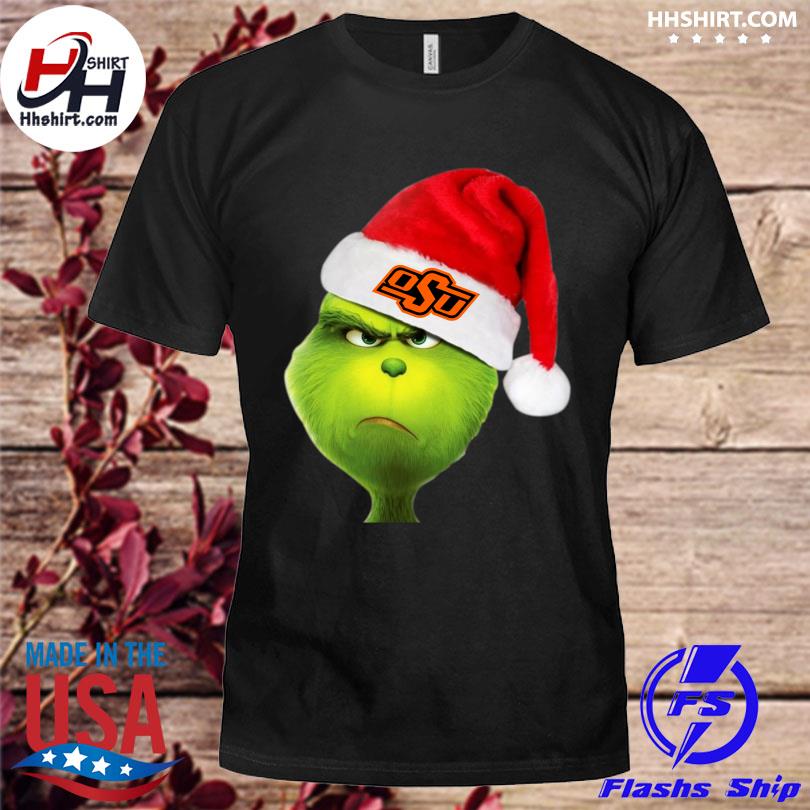 Santa Grinch Face Oklahoma State Cowboys Logo Christmas Sweater