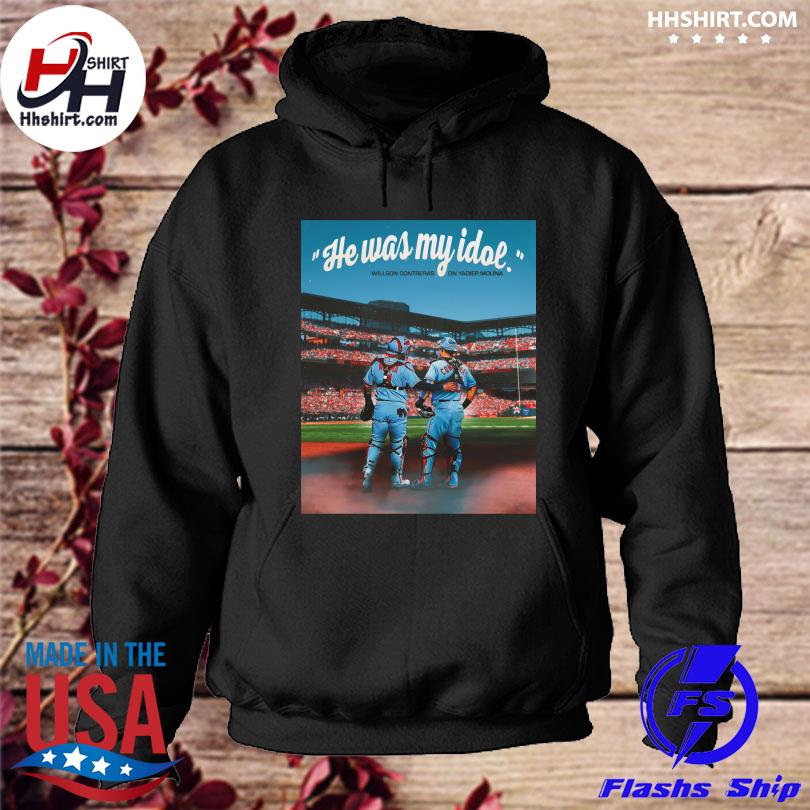 St. Louis Cardinals She's was my idol willson contreras on yadier molina  shirt, hoodie, sweater, long sleeve and tank top