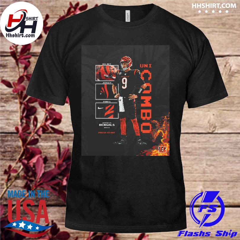 Cincinnati bengals uni combo helmet jersey pants bengals 9 shirt, hoodie,  longsleeve tee, sweater