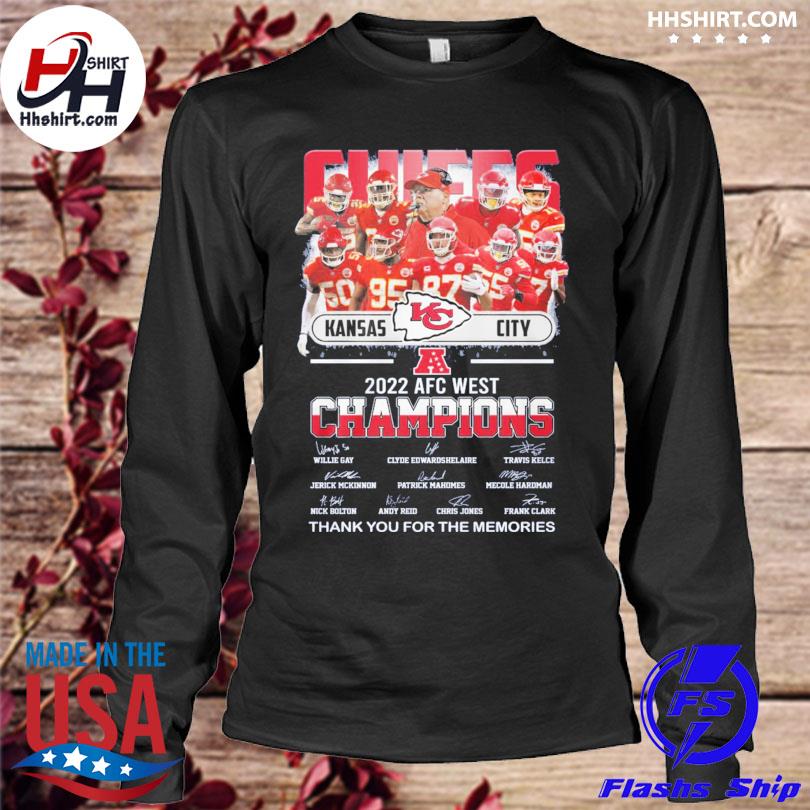 Kansas city Chiefs 2022 afc west champions thank you for the memories  signatures shirt, hoodie, sweater, long sleeve and tank top