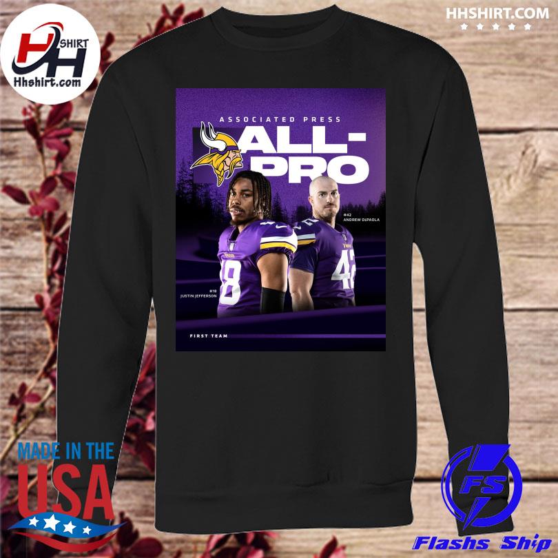 Minnesota vikings justin Jefferson andrew depaola associated press all pro  shirt, hoodie, sweater, long sleeve and tank top