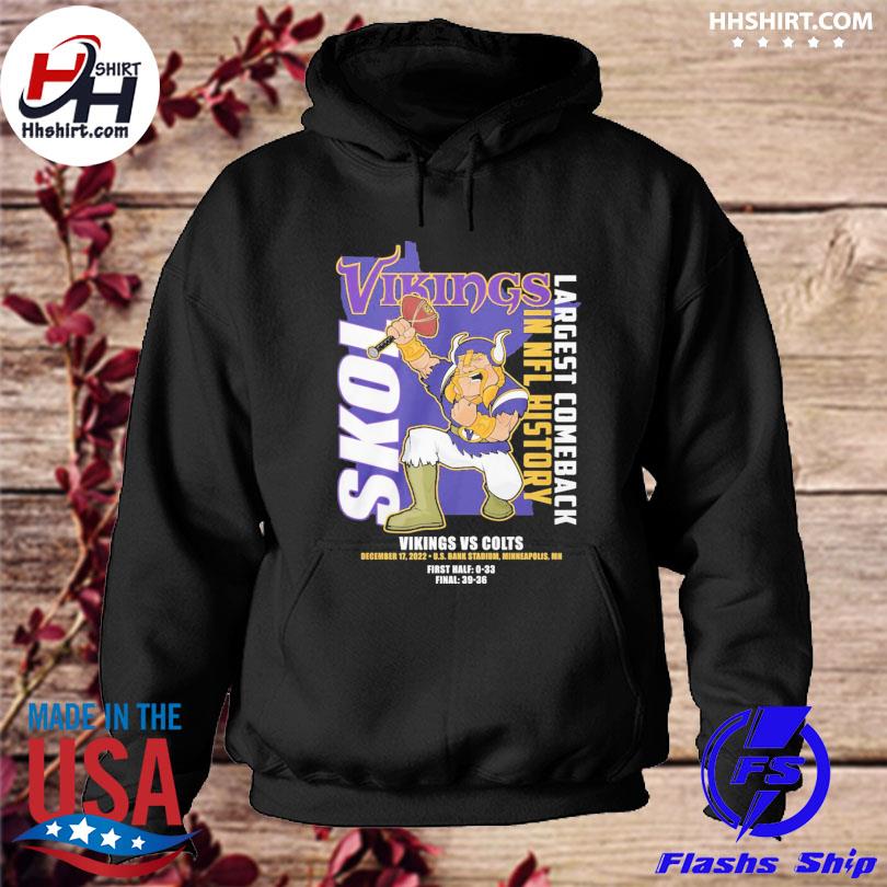 Skol minnesota vikings largest comeback in nfl history 2023 shirt, hoodie,  longsleeve tee, sweater