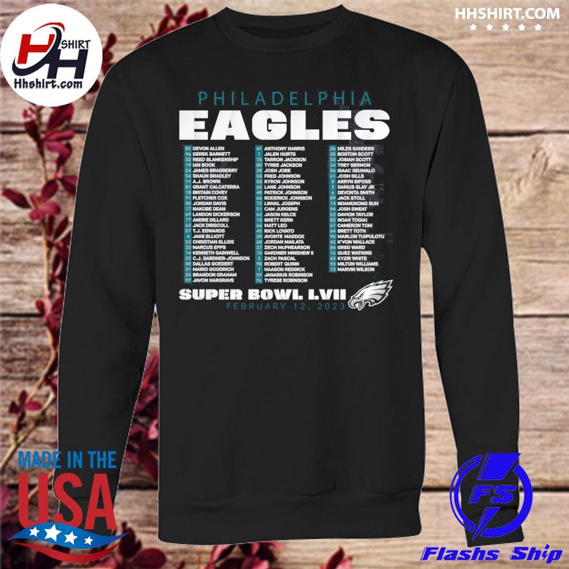 Youth Black Philadelphia Eagles Super Bowl LVII Roster T-Shirt