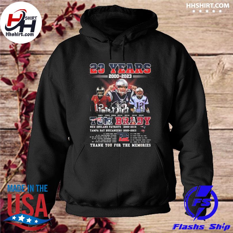 23 Years 2000 – 2023 Tom Brady New England Patriots 2000 – 2019 Tampa Bay  Buccaneers 2020 – 2023 Thank You For The Memories T-Shirt, hoodie, sweater,  long sleeve and tank top