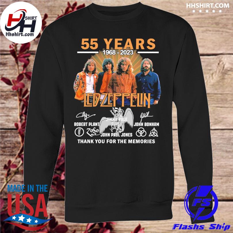 55 years 1968 2023 led zeppelin thank you for the memories signatures s sweatshirt