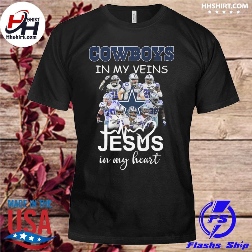 Funny Dallas Cowboys in my veins Jesus in my heart signatures