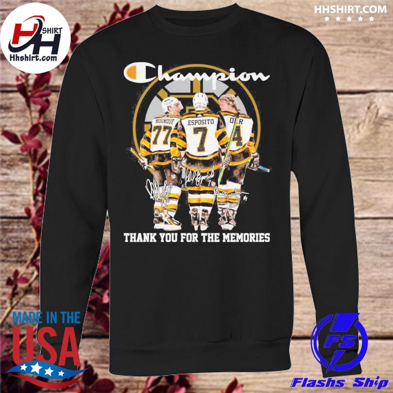Funny Boston Bruins champion thank you for the memories signatures 2023  shirt, hoodie, sweater, long sleeve and tank top