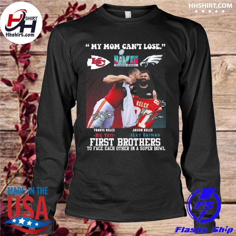 Funny kelce brothers big yeti secy batman frst brothers to face each other  in a super bowl signatures 2023 shirt, hoodie, sweater, long sleeve and  tank top