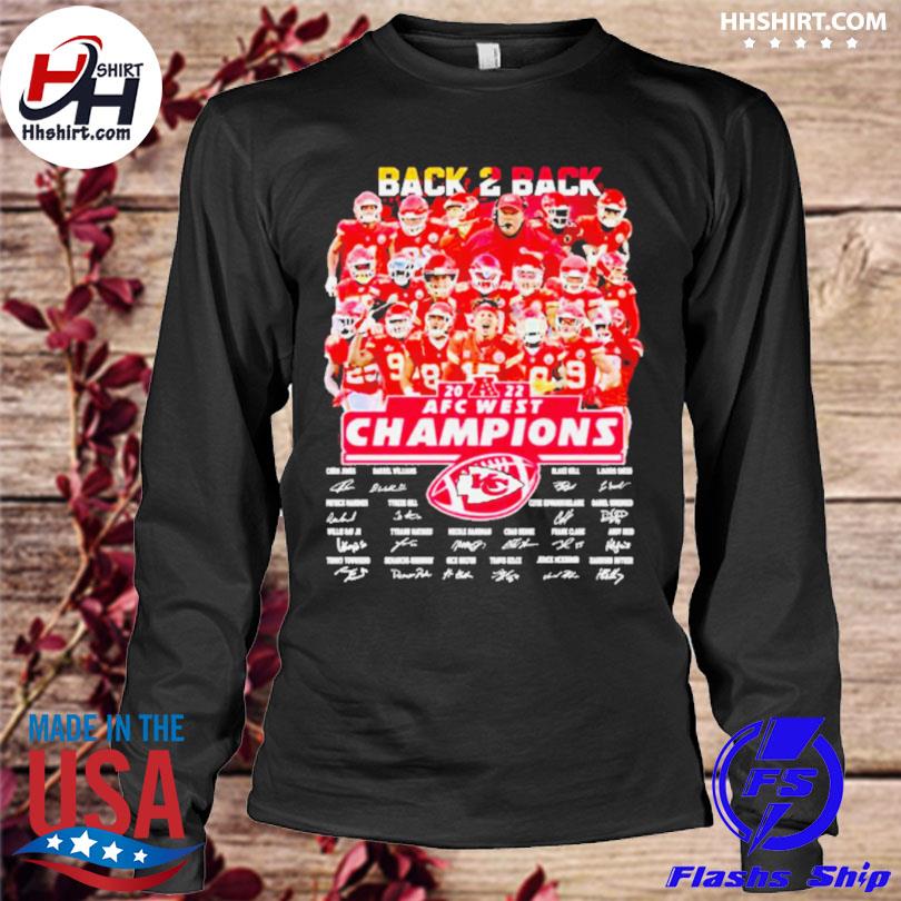 Back To Back 2022 AFC West Champions Kansas City Chiefs team signatures  shirt