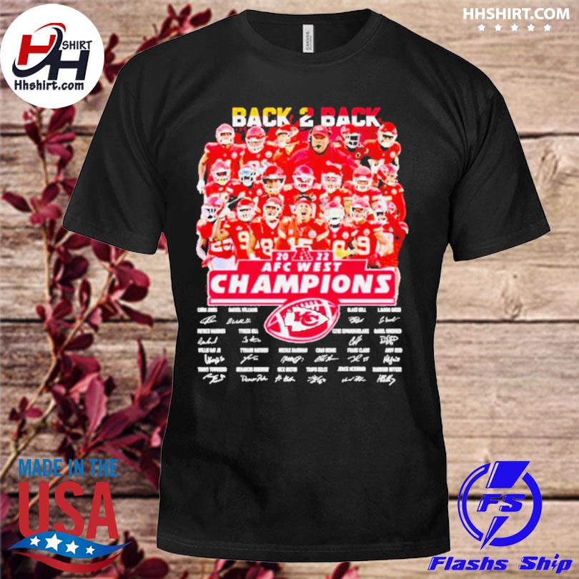 Kansas City Chiefs Back To Back 2022 AFC West Champions Signatures Shirt,  hoodie, longsleeve tee, sweater