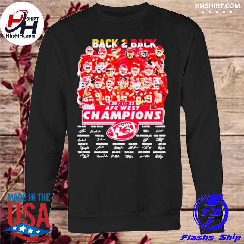 Back To Back 2022 AFC West Champions Kansas City Chiefs team signatures  shirt