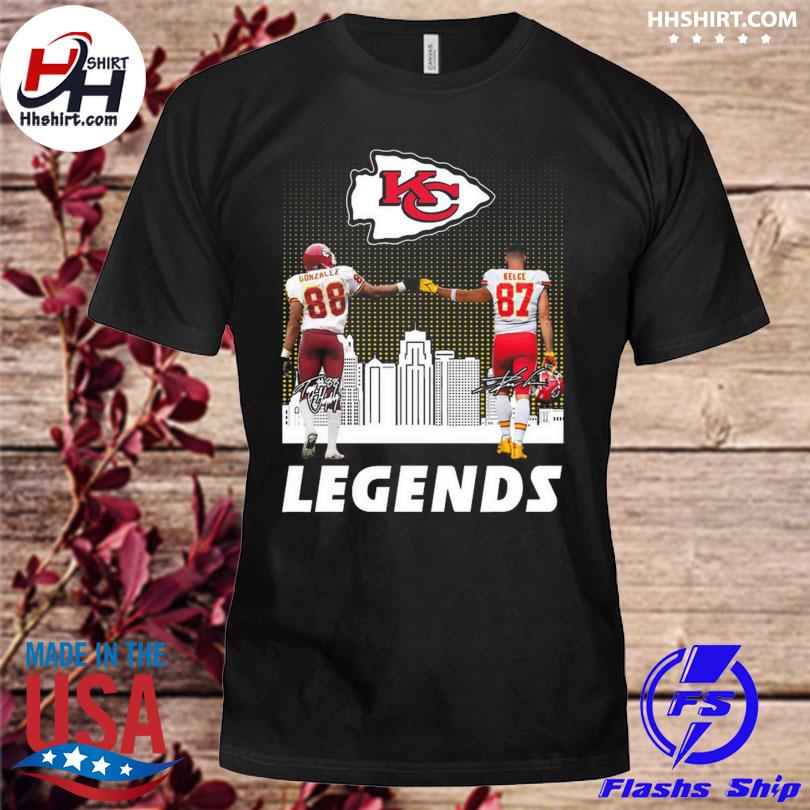 Kansas city Chiefs gonzalez and kelce legends signatures 2023 shirt