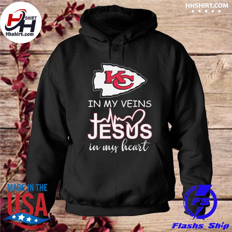 Kansas City Chiefs in my veins Jesus in my heart shirt