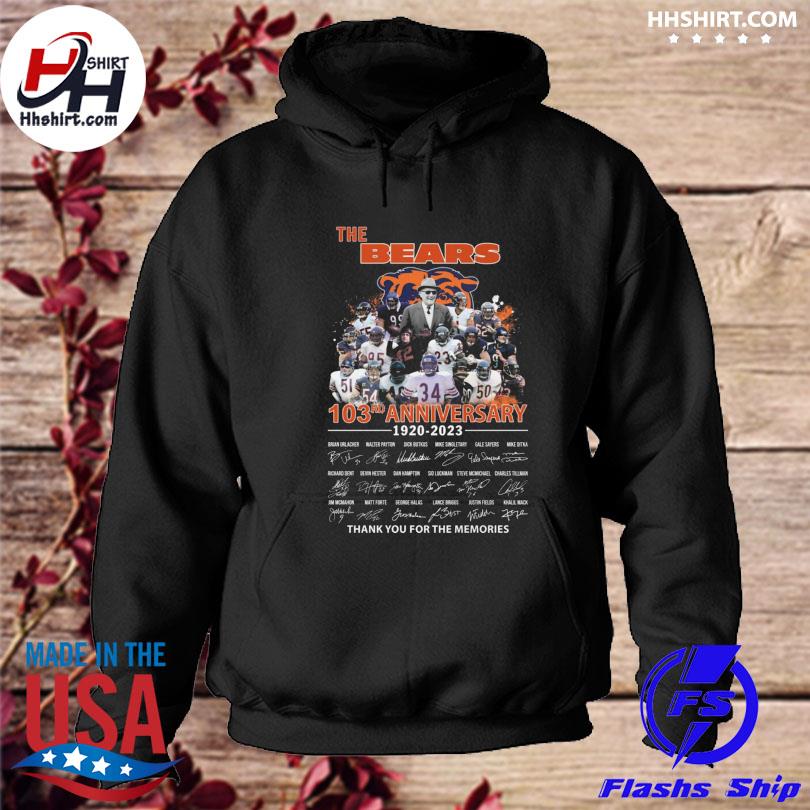 The Chicago Bears 103rd anniversary 1920 2023 thank you for the memories  signatures Chicago Bears shirt, hoodie, sweater, long sleeve and tank top