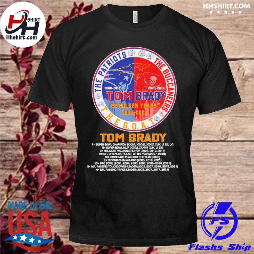 Tom Brady The Goat The Patriots The Buccaneers 22 Golden Years 2000-2022  shirt, hoodie, sweater, long sleeve and tank top