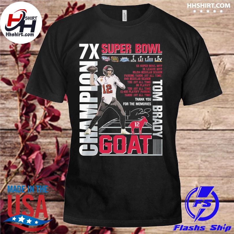 Tom brady goat tampa bay buccaneers 7x super bowl champions signature shirt