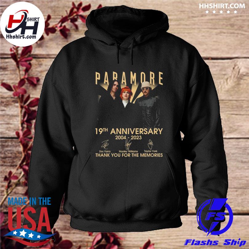 Paramore 19th anniversary 2004 2023 thank you for the memories signatures s hoodie