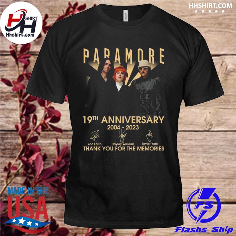 Paramore 19th anniversary 2004 2023 thank you for the memories signatures shirt