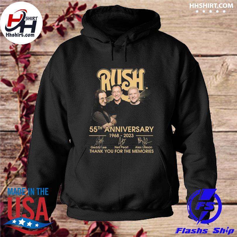 Rush 55th anniversary 1968 2023 thank you for the memories signatures s hoodie