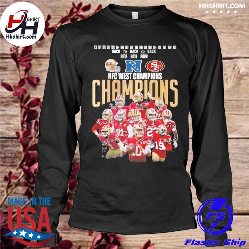 San Francisco 49ers team 2022 NFC west Champions 1970-2022 signatures shirt