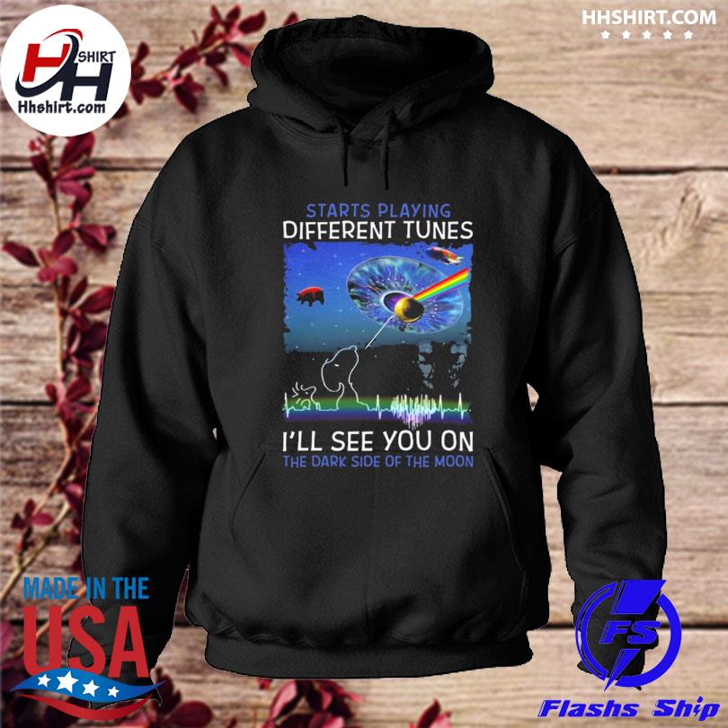 Snoopy starts playing different tunes I'll see you on the dark side of the moon s hoodie