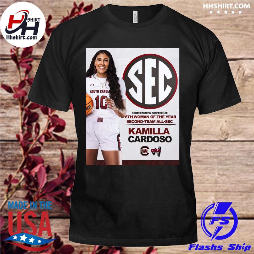 South Carolina Gamecocks 2023 Kamilla Cardoso 6th woman of the year second team all sec shirt