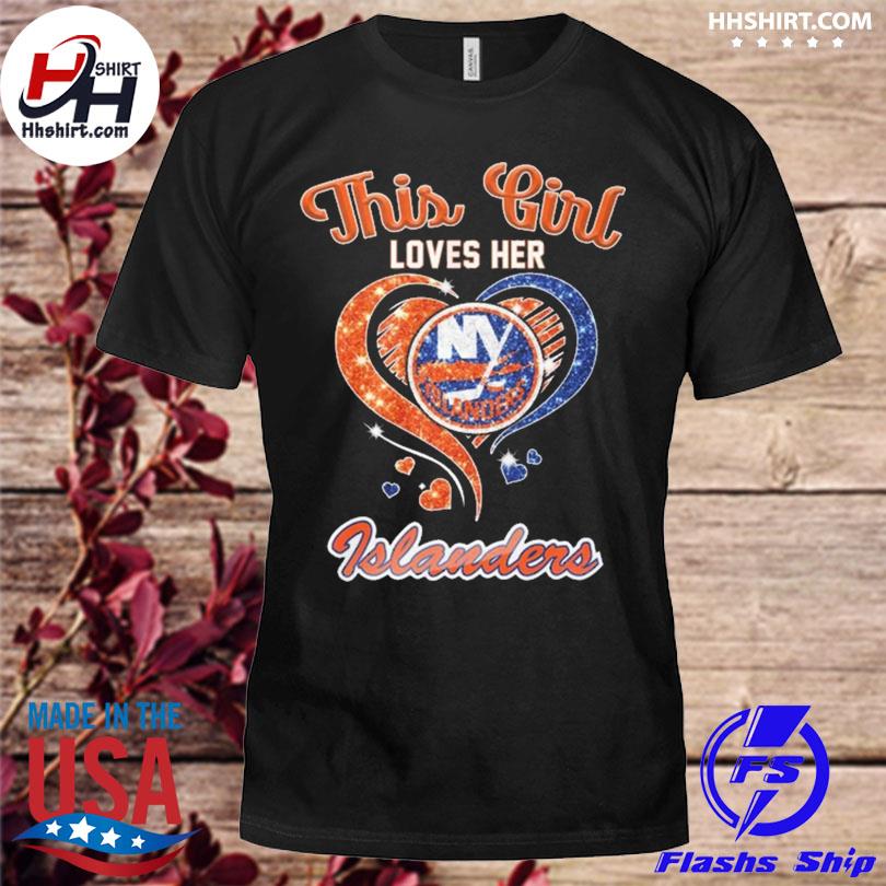 New York Islanders Heart Logo Long Sleeve Shirt for Women