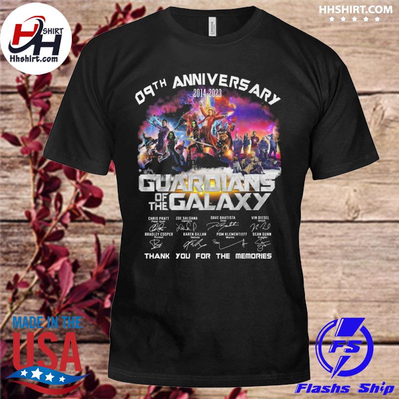 09th anniversary 2014 2023 Guardian Of The Galaxy thank you for the memories signatures shirt