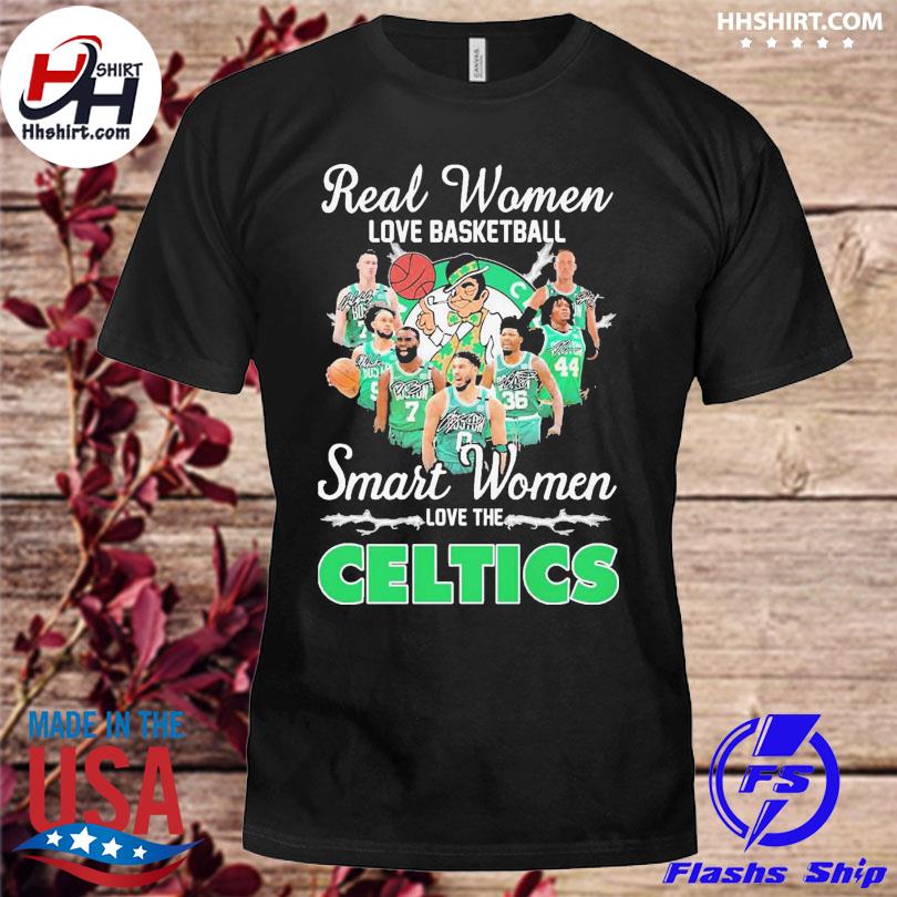 Real Women Love Basketball Boston Celtics T Shirt, Cheap Womens